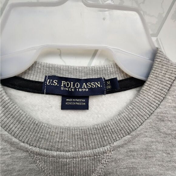 Nwt U.S. Polo Assn. Boys Sz 8 Print Sleeve Fleece Crewneck Sweatshirt - Picture 4 of 8